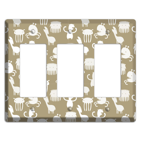 Sily Monsters Brown and White 3 Rocker Wallplate