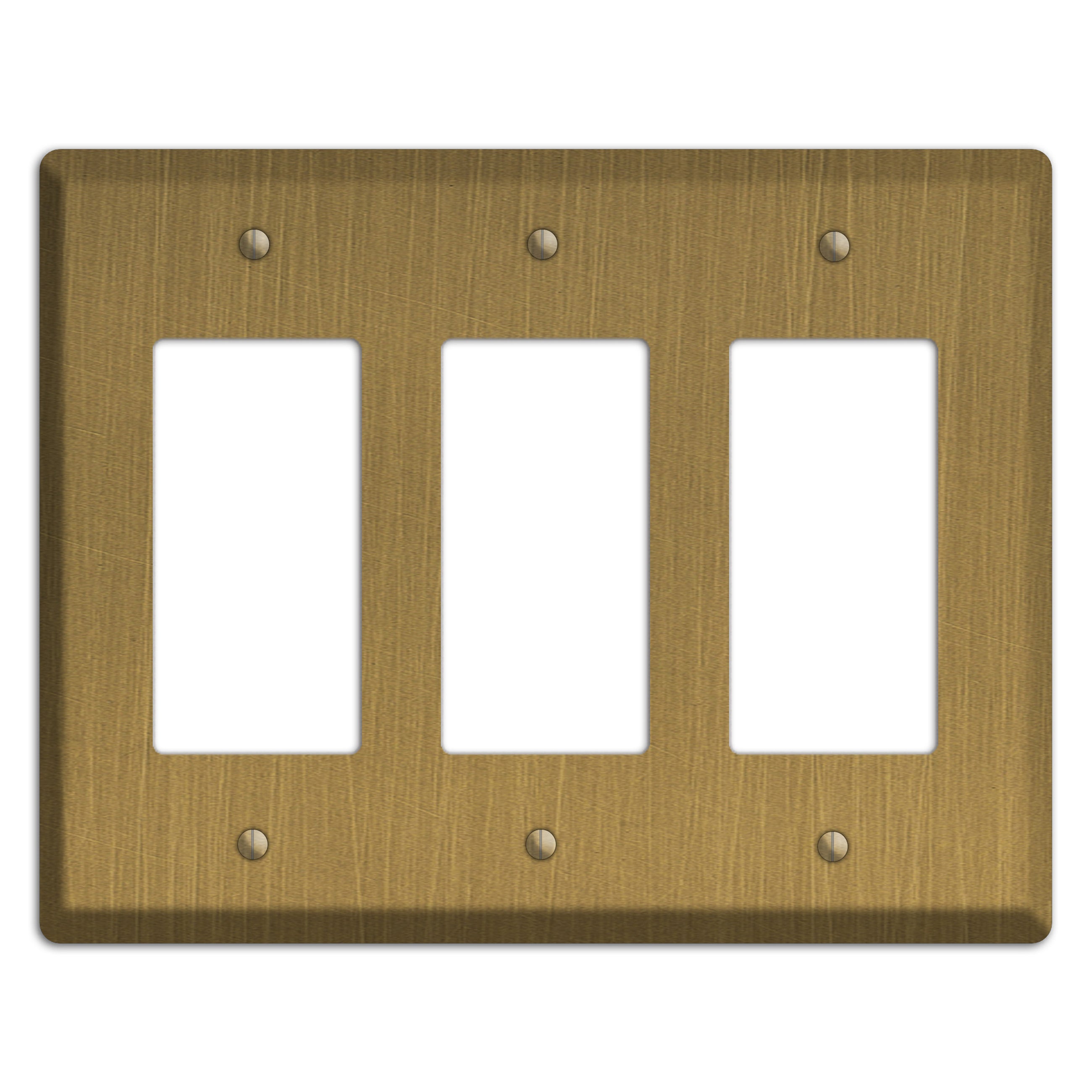 Antique Brushed Solid Brass 3 Rocker Wallplate – Wallplates.com