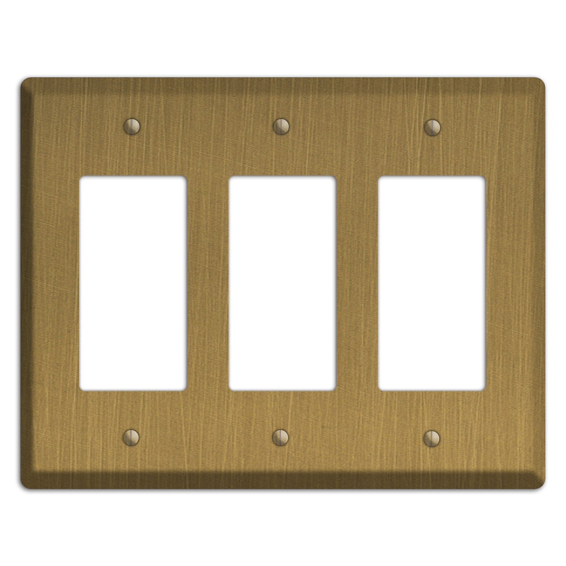 Antique Brushed Solid Brass 3 Rocker Wallplate