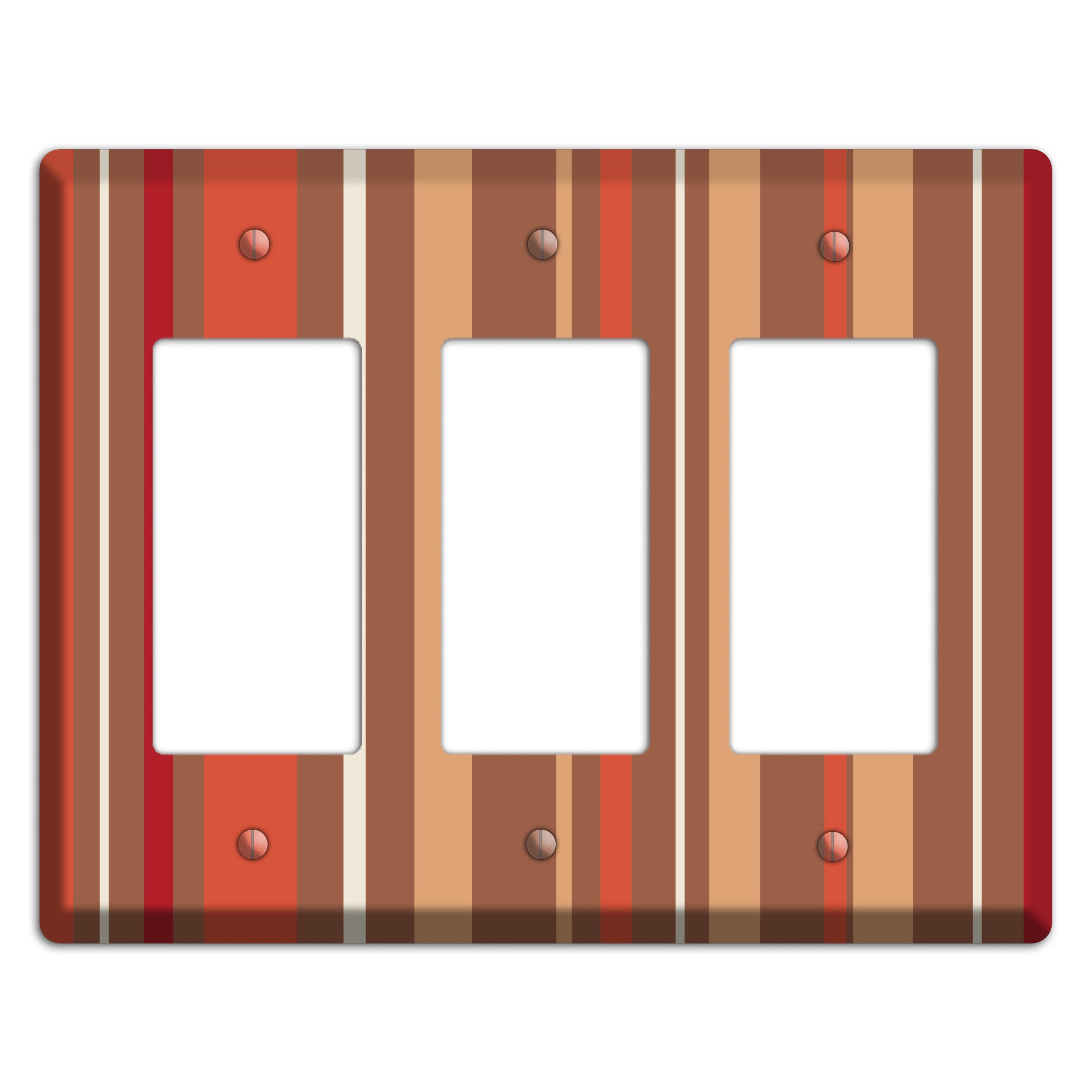 Multi Coral Vertical Stripe 3 Rocker Wallplate