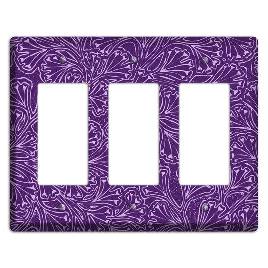 Deco Purple Interlocking Floral 3 Rocker Wallplate