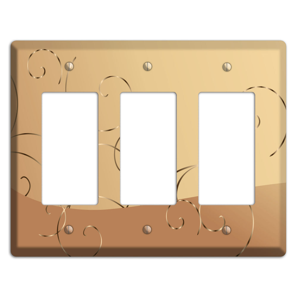 Light Brown and Beige Swirl 3 Rocker Wallplate