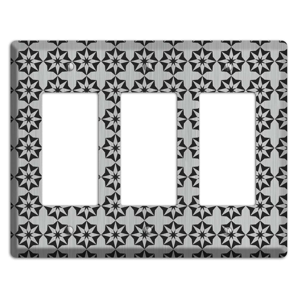 Stainless Steel with Black Foulard 3 Rocker Wallplate