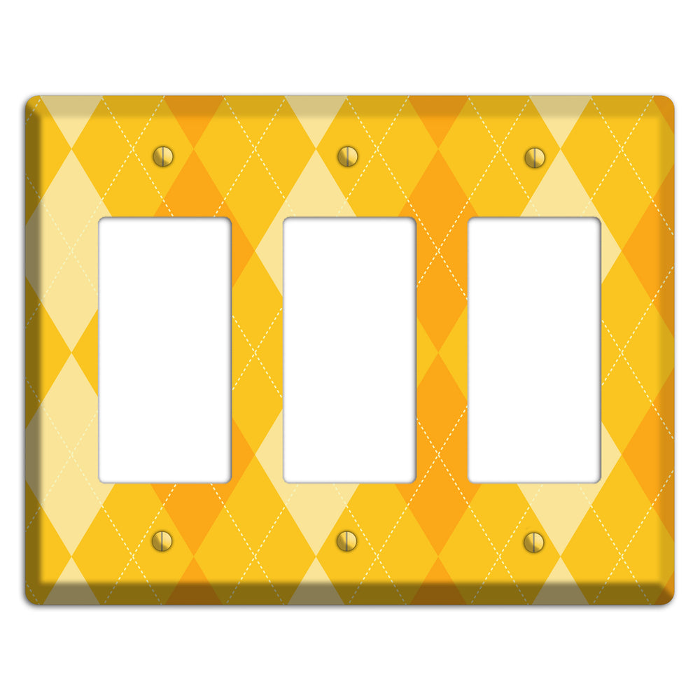 Yellow Argyle 3 Rocker Wallplate