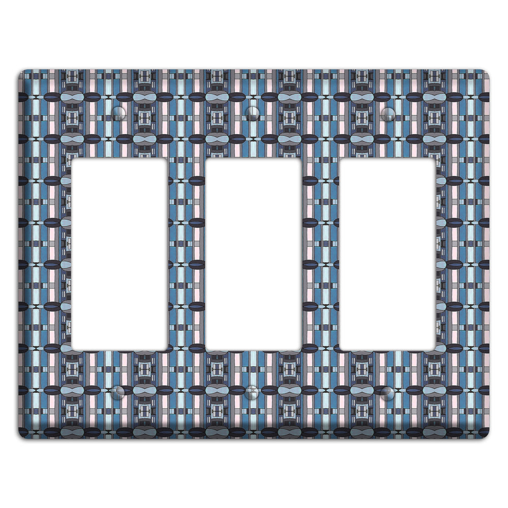 Blue and Grey Tapestry 3 Rocker Wallplate