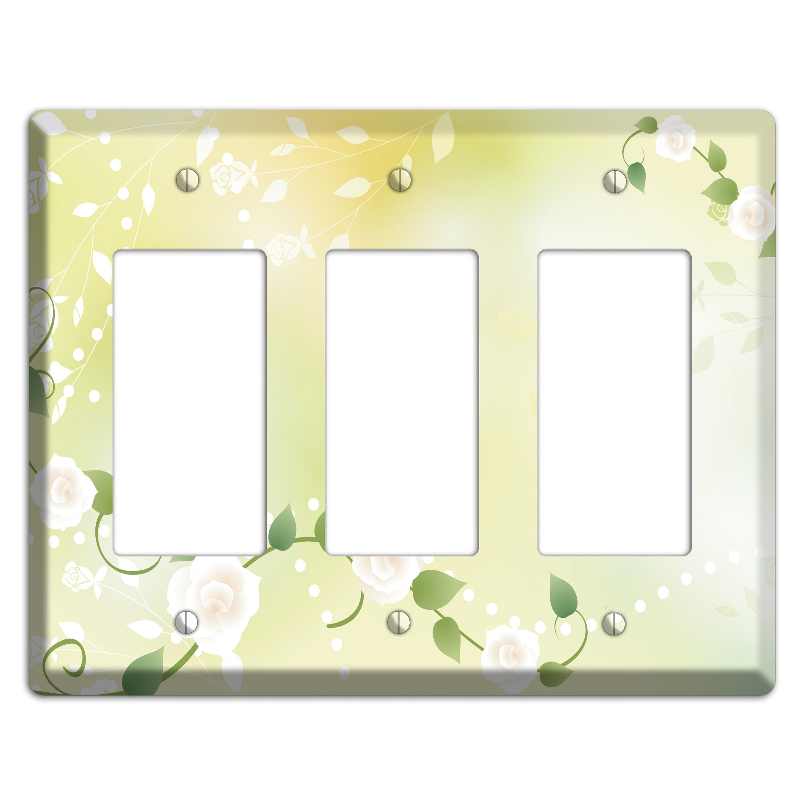 Green Delicate Flowers 3 Rocker Wallplate