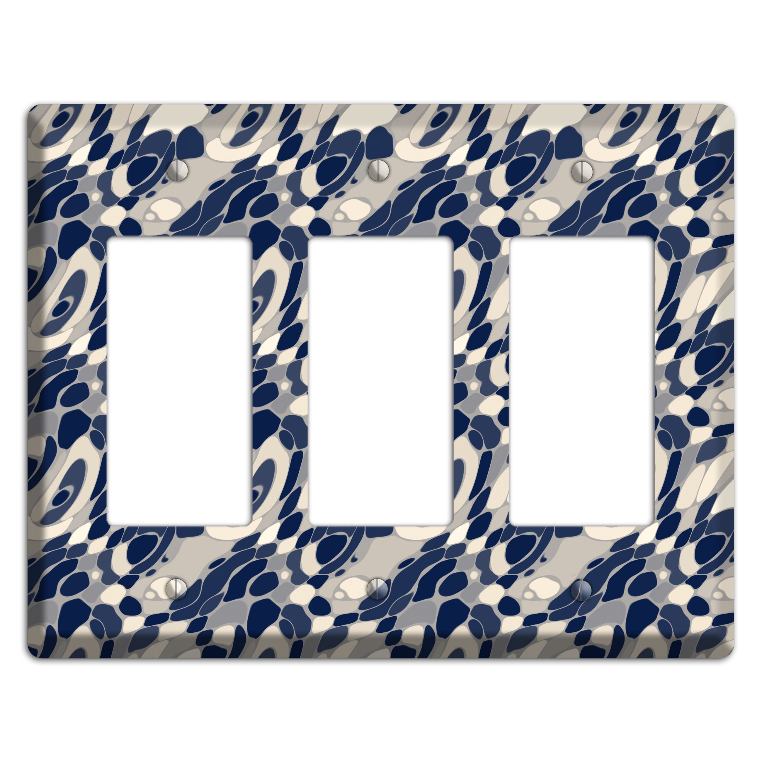 Blue and Beige Large Abstract 3 Rocker Wallplate