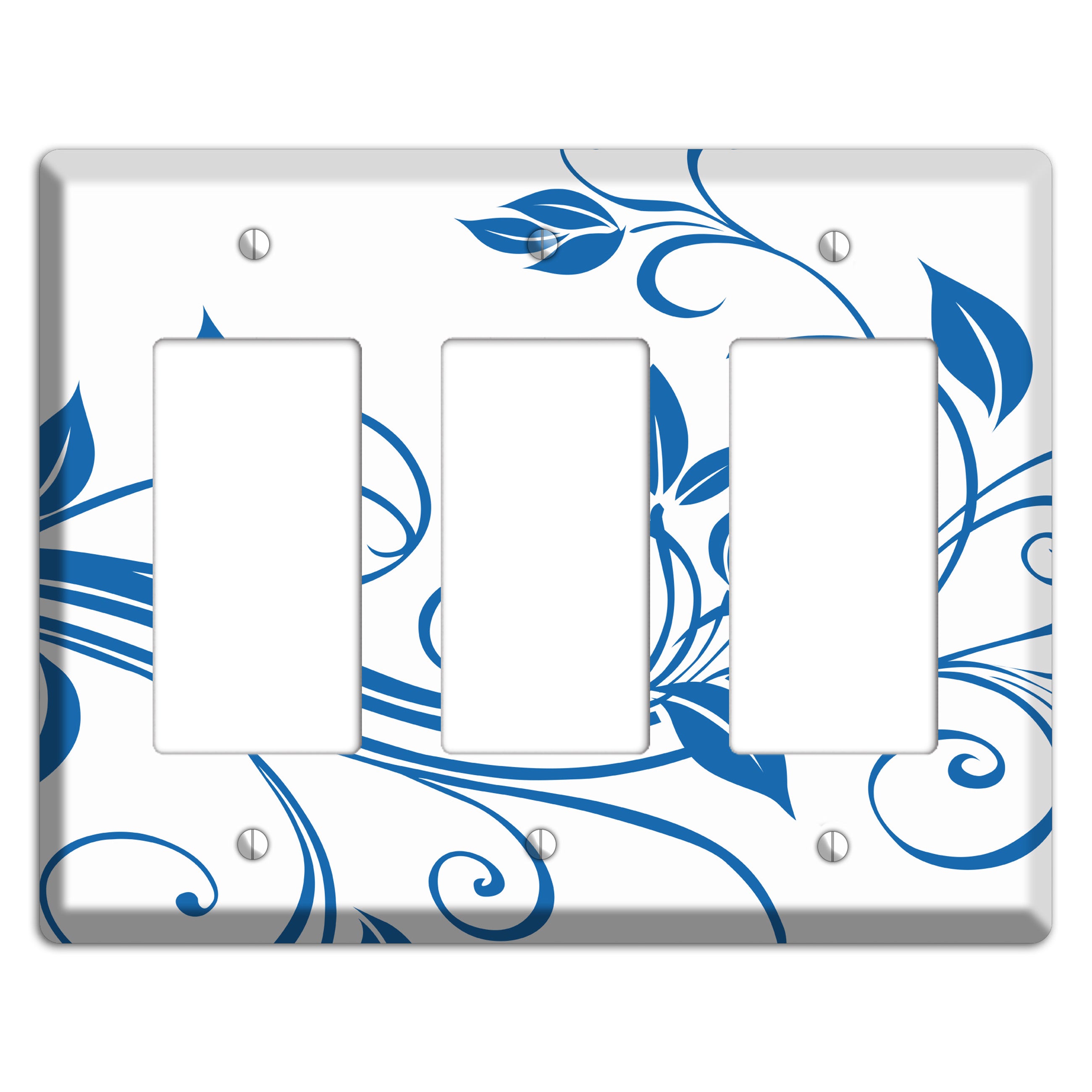 Black and White Sprig 3 Rocker Wallplate