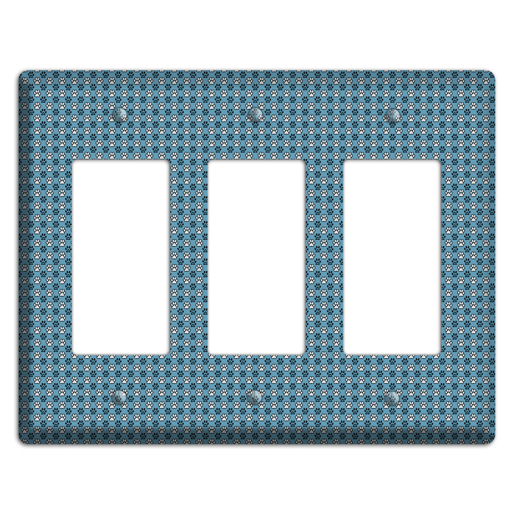 Blue Paw Prints 3 Rocker Wallplate