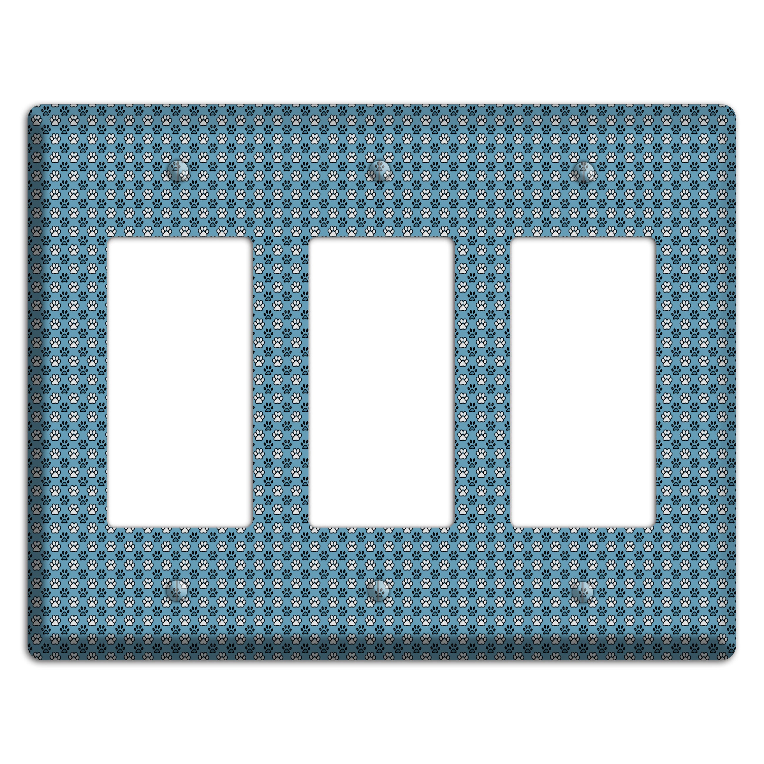 Blue Paw Prints 3 Rocker Wallplate