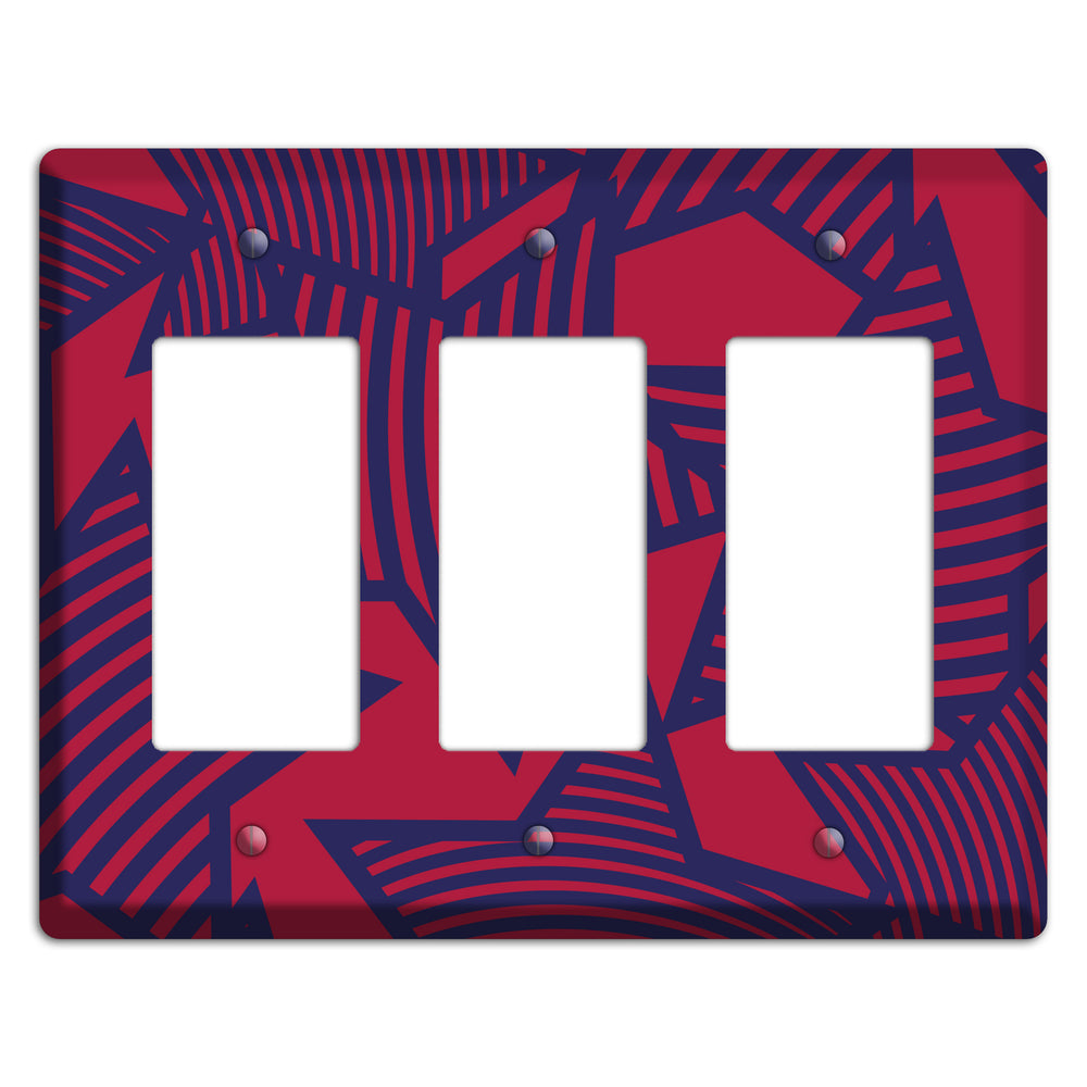 Red with Large Blue Stars 3 Rocker Wallplate