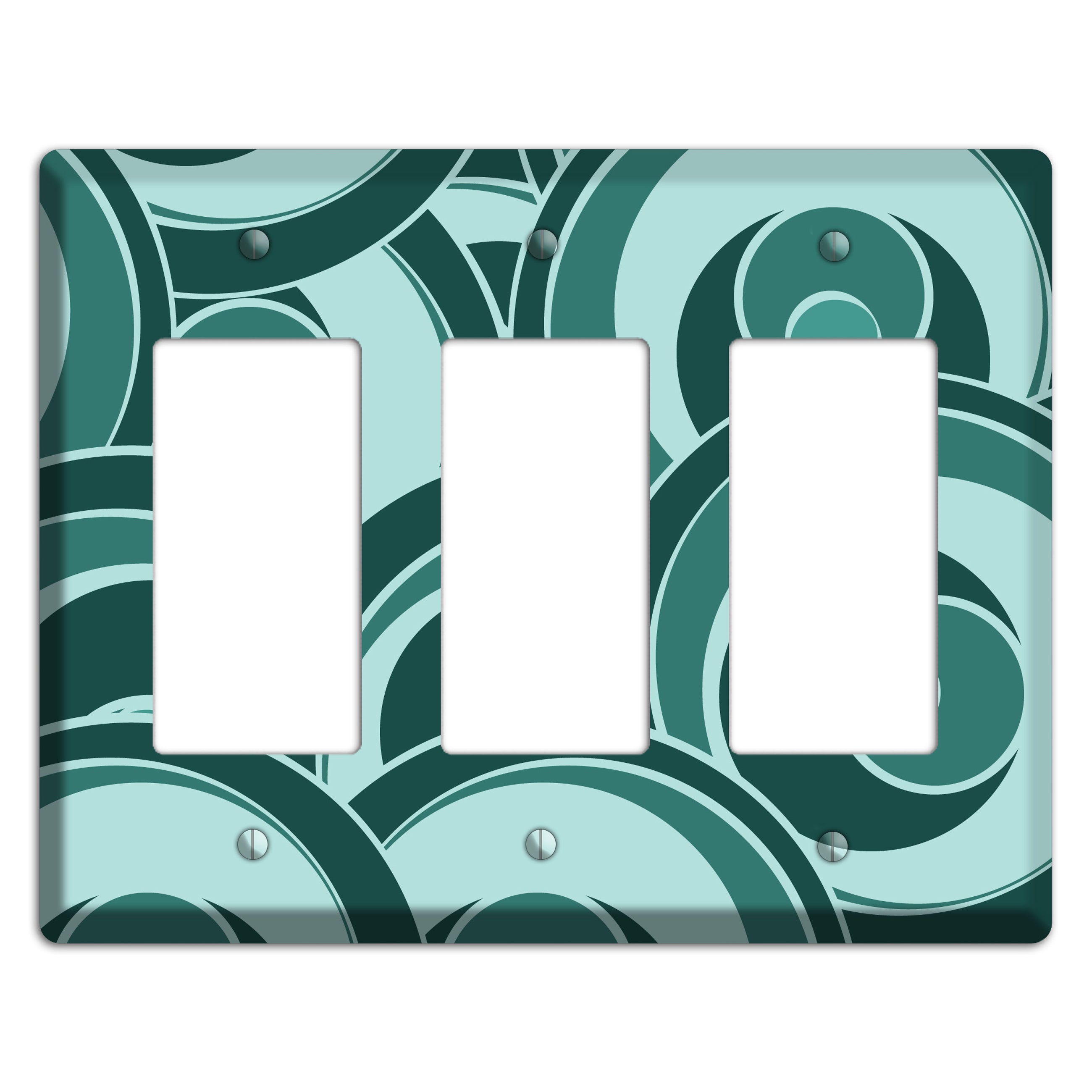 Blue-green Deco Circles 3 Rocker Wallplate