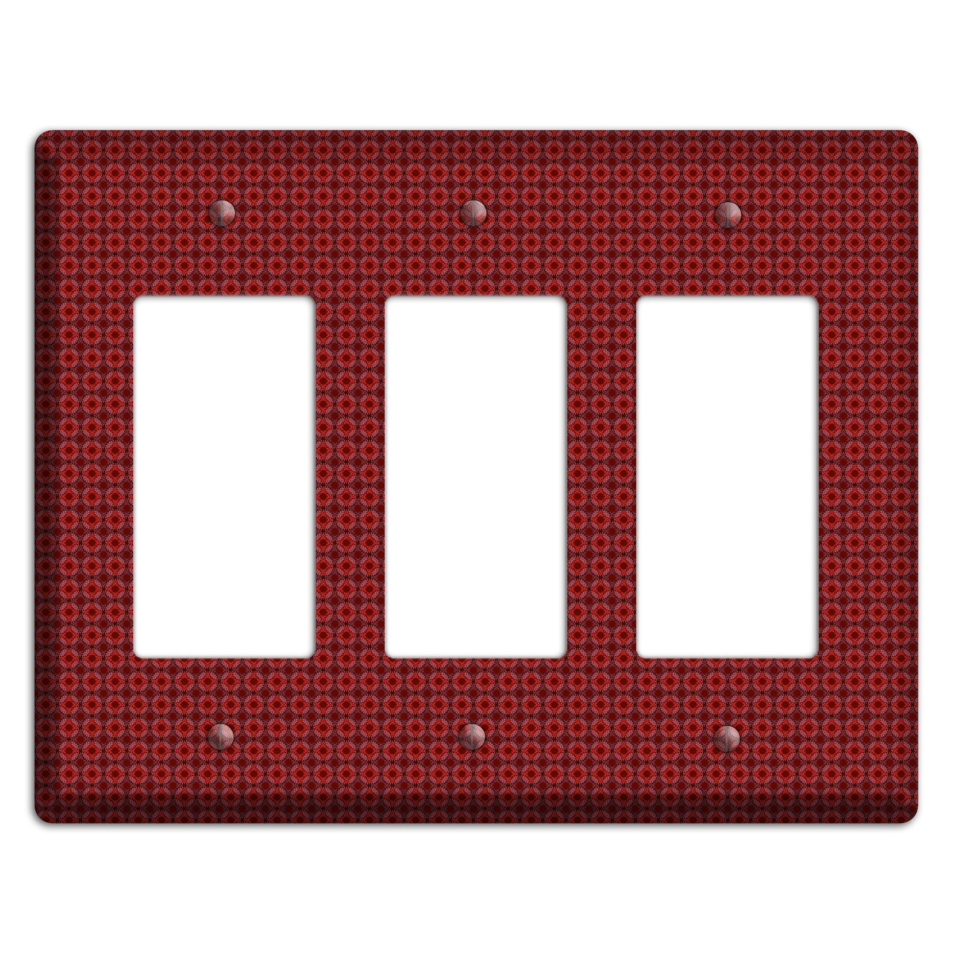 Multi Red Tiled Foulard 3 Rocker Wallplate