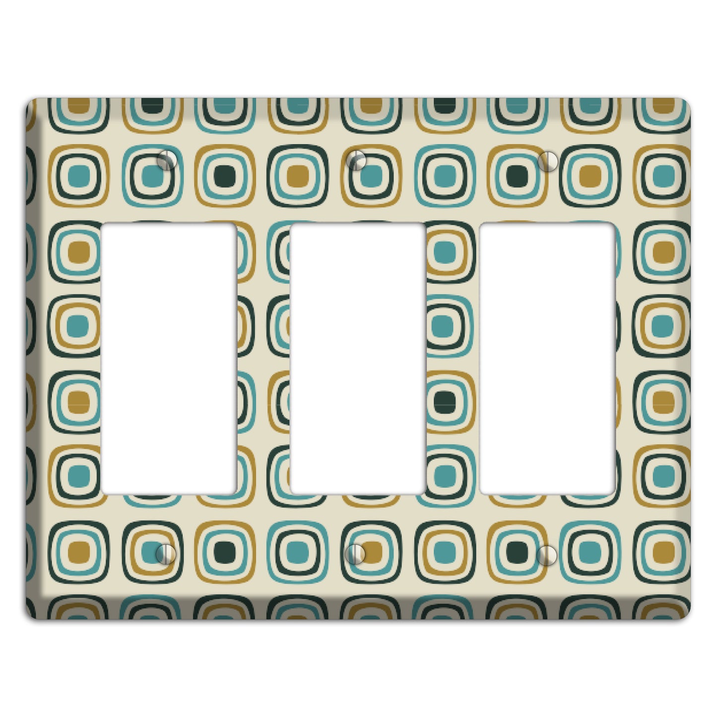 Yellow and Blue Rounded Squares 3 Rocker Wallplate