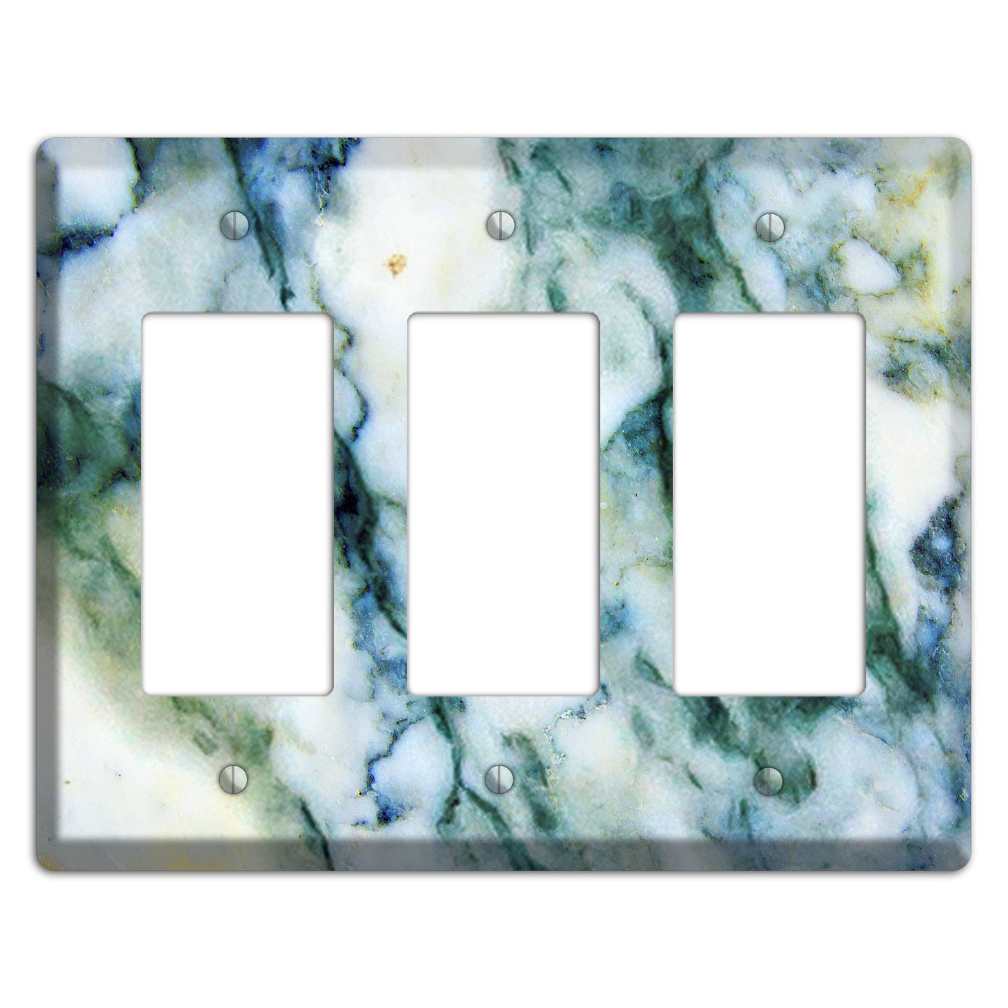 White, Green and Blue Marble 3 Rocker Wallplate
