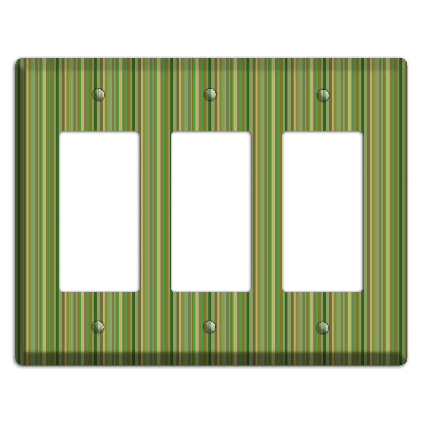 Multi Green Vertical Stripes 3 Rocker Wallplate