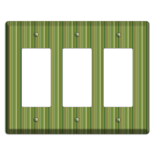 Multi Green Vertical Stripes 3 Rocker Wallplate