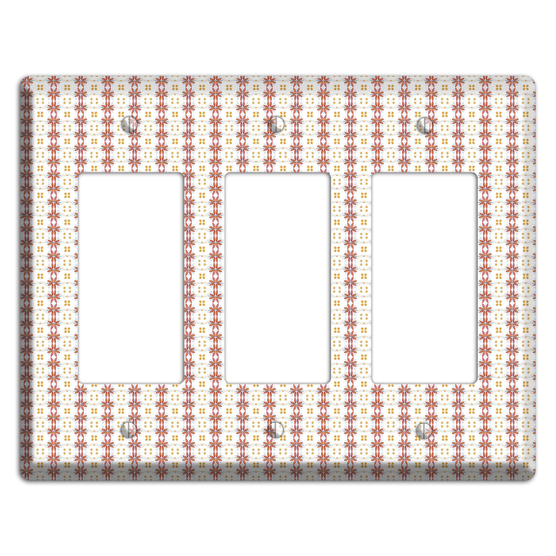 White with Red Smocking 3 Rocker Wallplate
