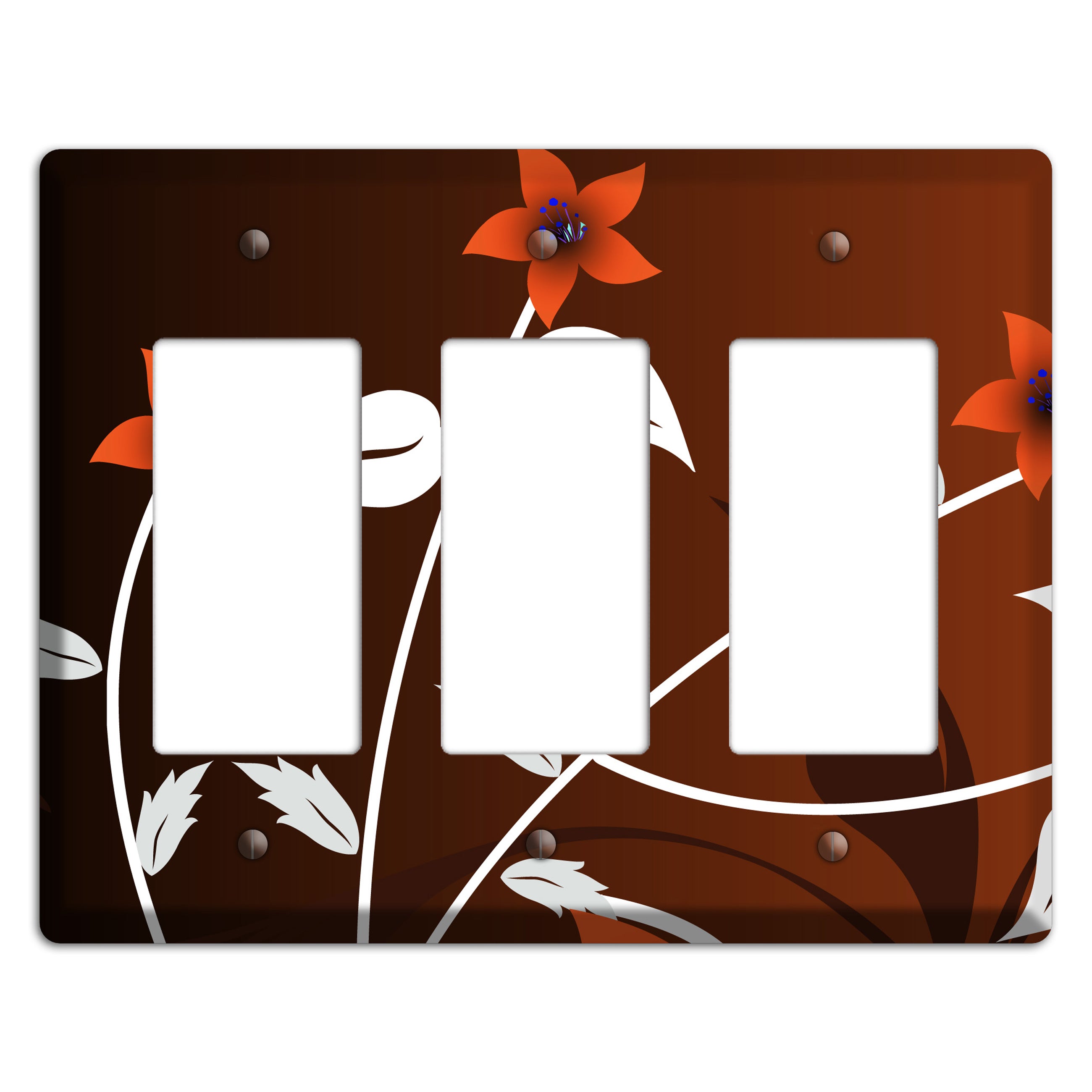 Black and Red Double Sprig 3 Rocker Wallplate
