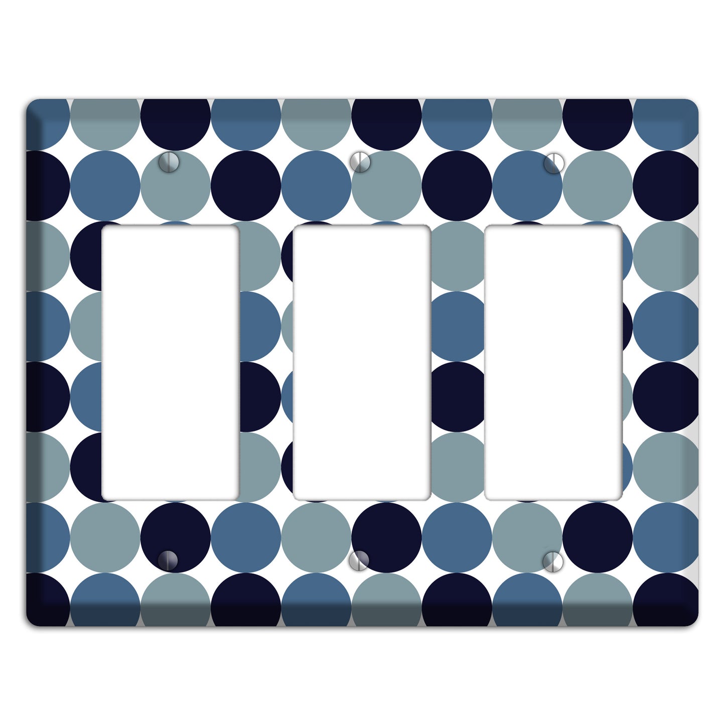 Multi Dusty Blue Tiled Dots 3 Rocker Wallplate