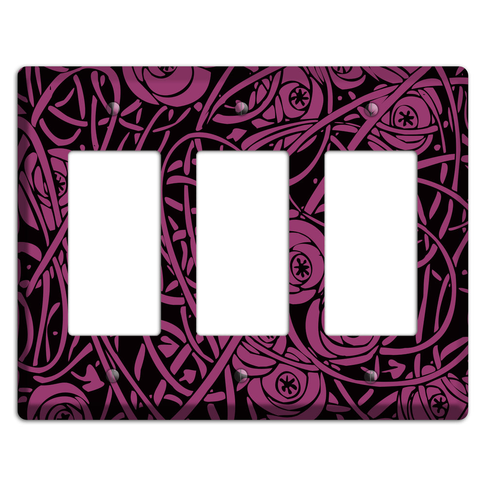 Fuschia Deco Floral 3 Rocker Wallplate