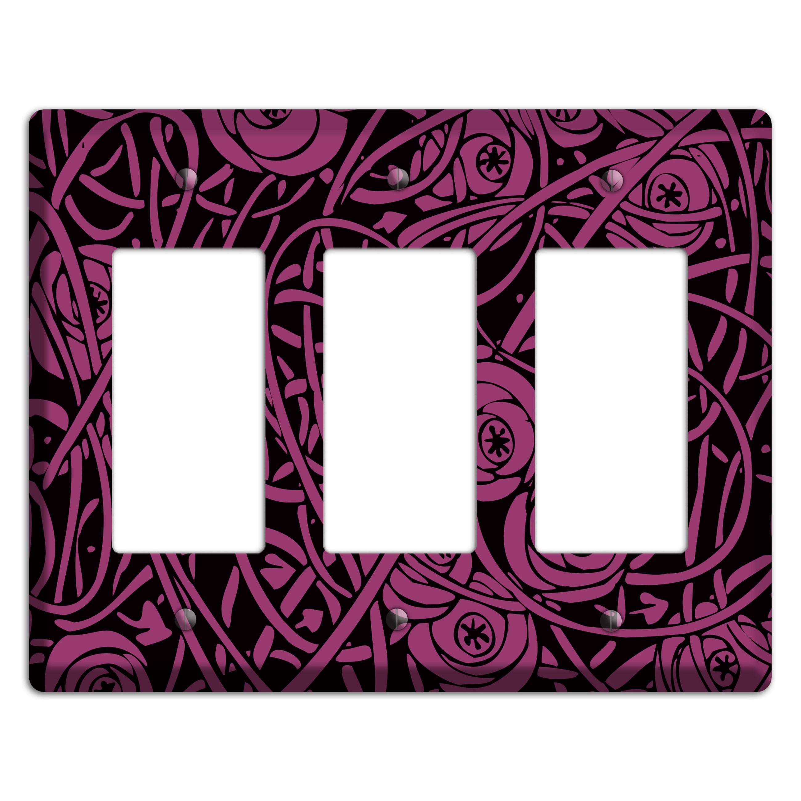 Fuschia Deco Floral 3 Rocker Wallplate