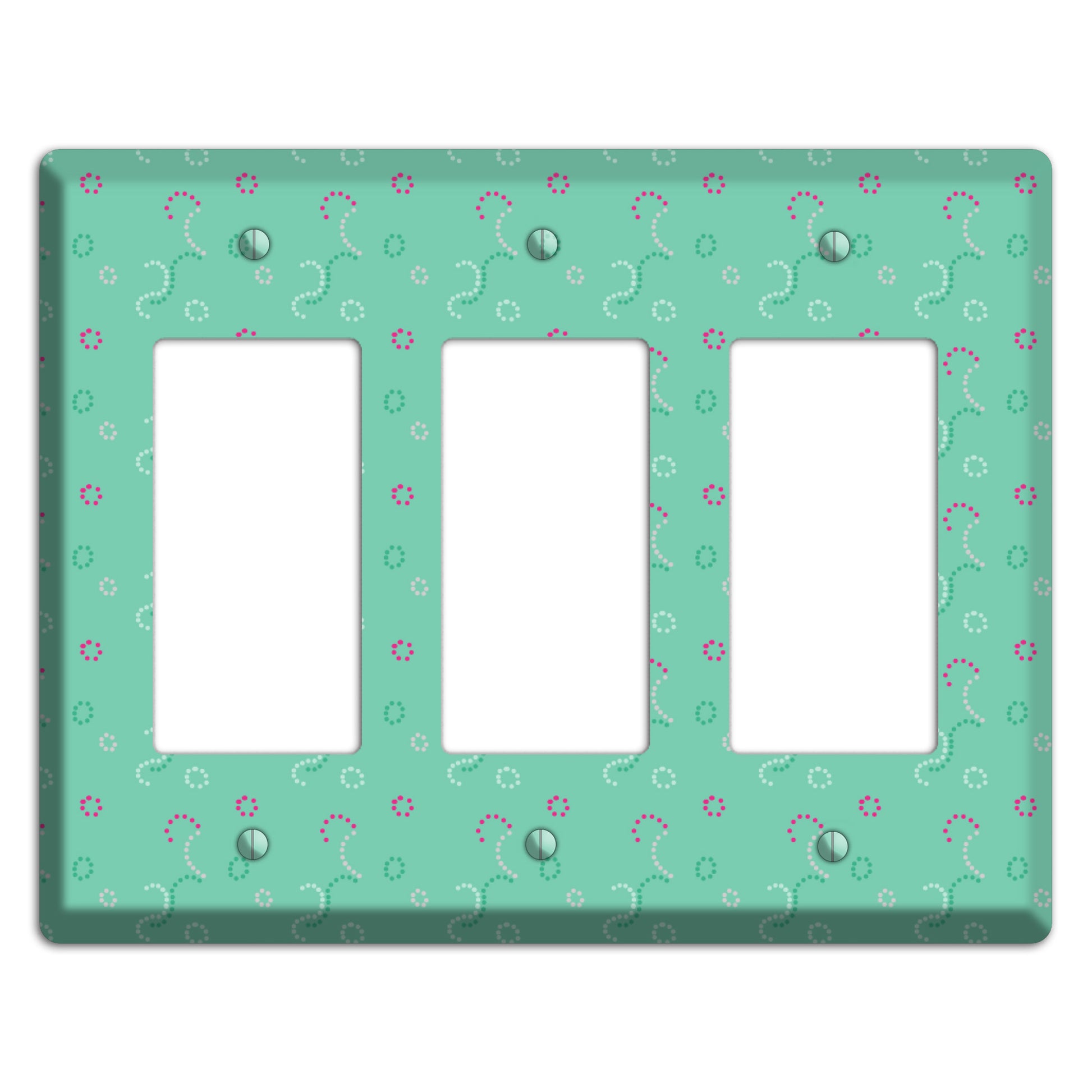 Multi Aqua with Fuschia Stipple 3 Rocker Wallplate
