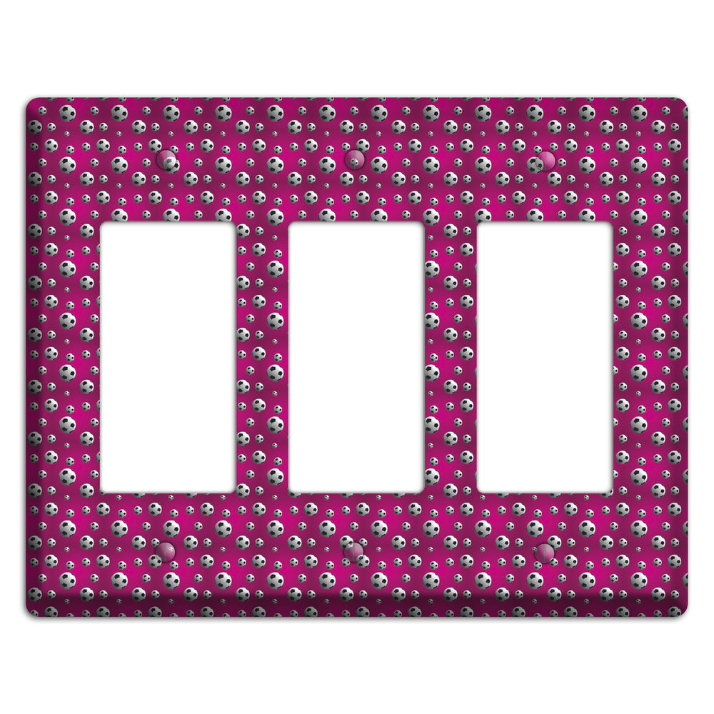 Fuschia with Soccer Balls 3 Rocker Wallplate