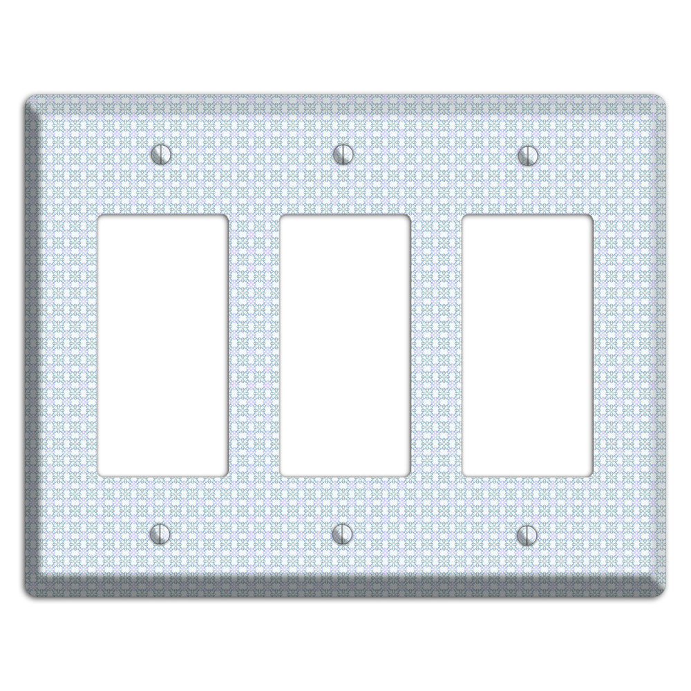 Light Blue and Lavender Tiled Tiny Arabesque 3 Rocker Wallplate