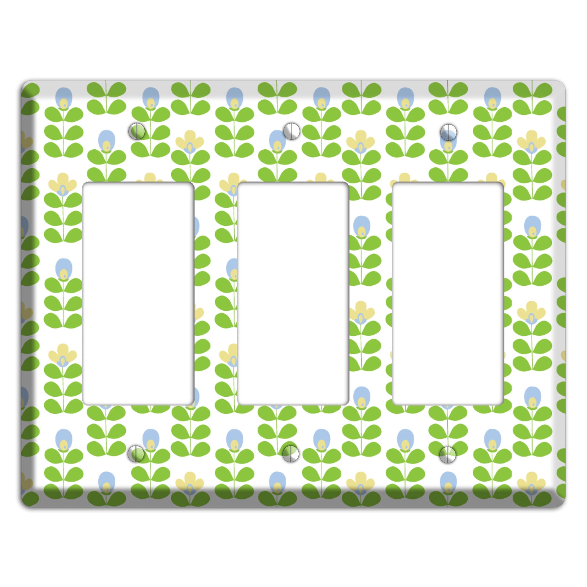 Green Deco Floral Half Drop 3 Rocker Wallplate