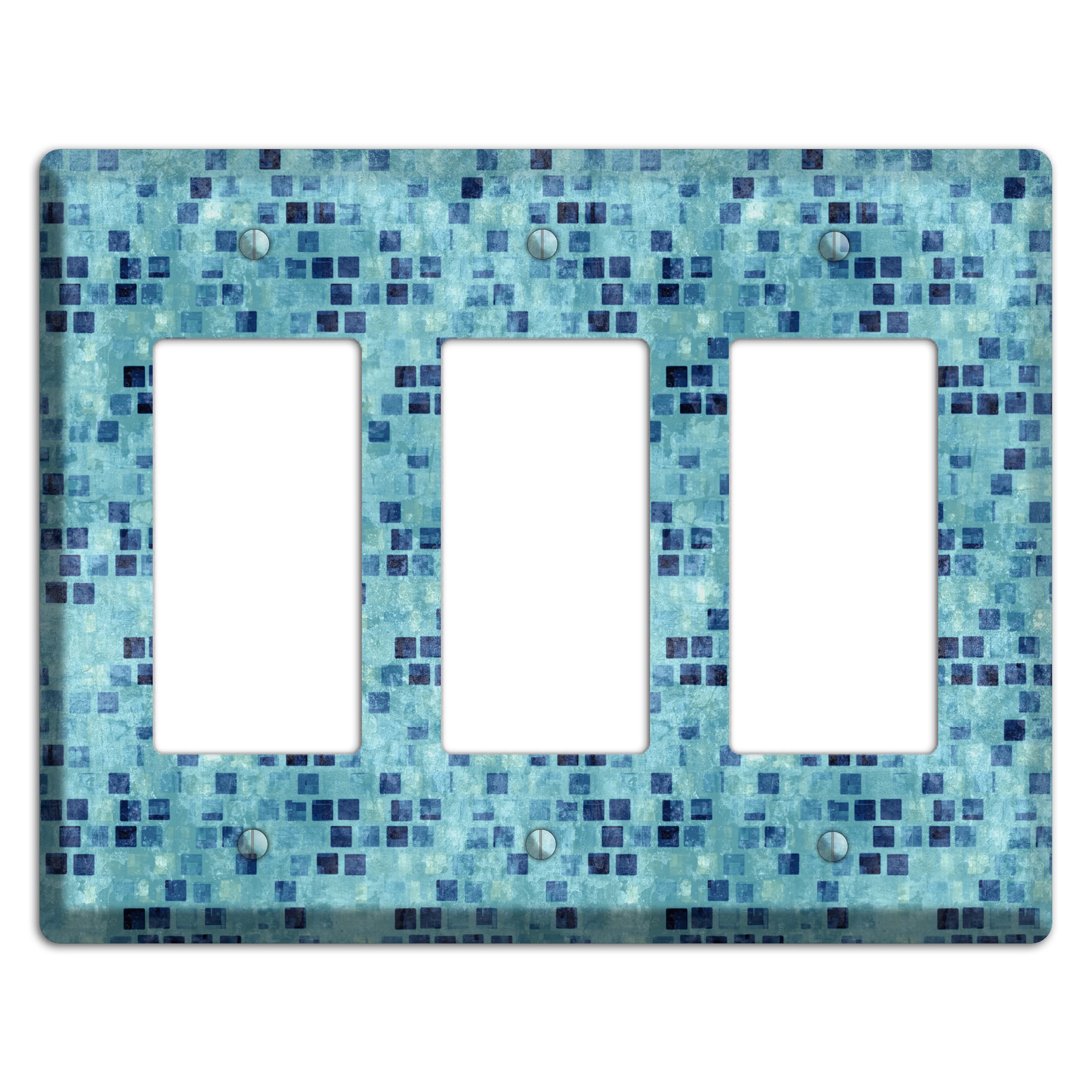 Turquoise Grunge Tile 3 Rocker Wallplate