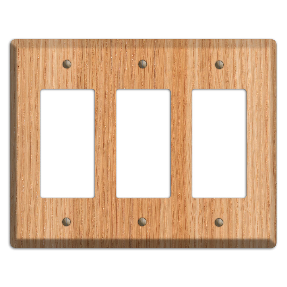 Unfinished Red Oak Wood Triple Rocker Cover Plate