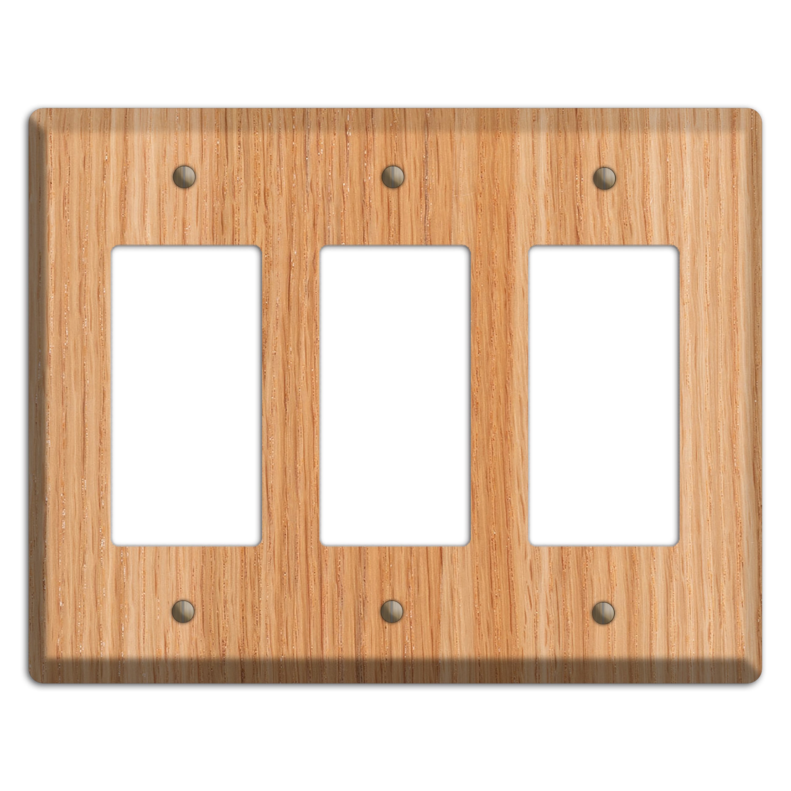 Unfinished Red Oak Wood Triple Rocker Cover Plate