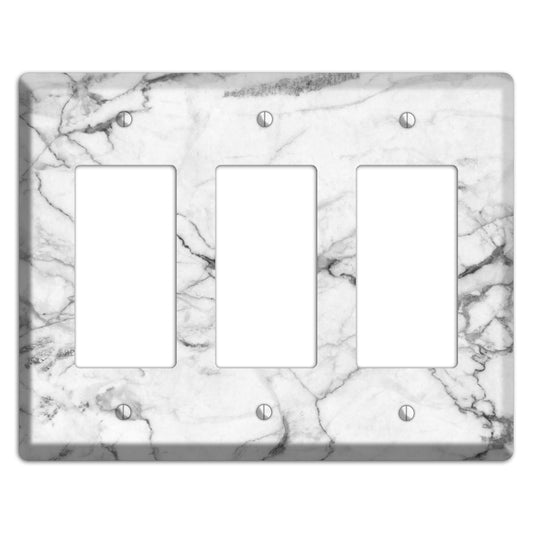 White and Gray Marble 3 Rocker Wallplate