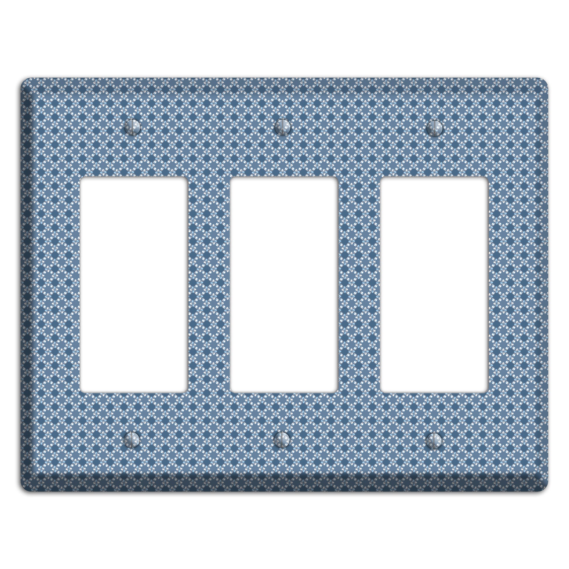 Multi Blue Checkered Foulard 3 Rocker Wallplate