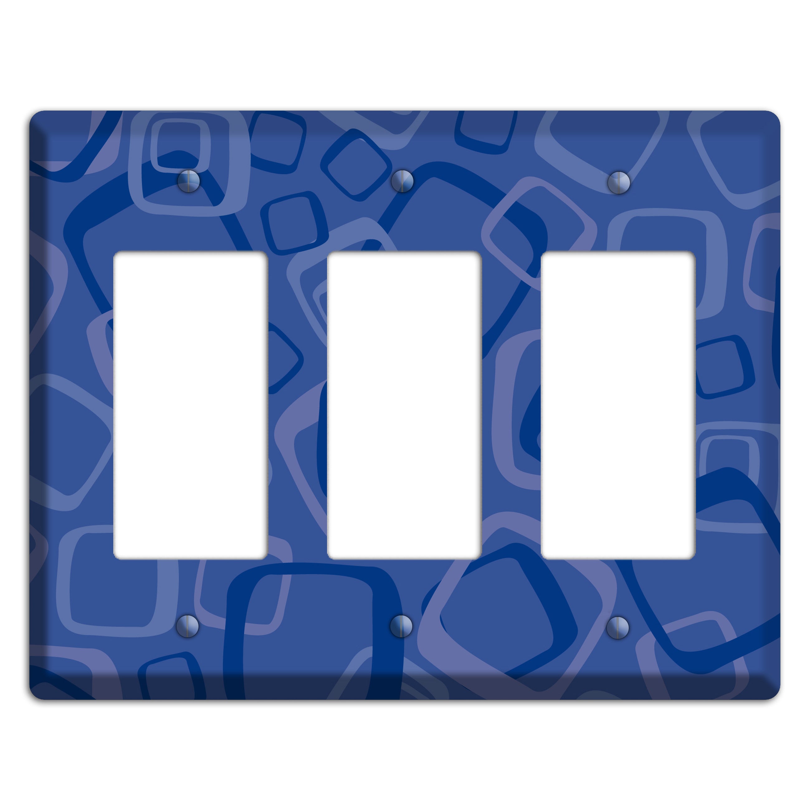 Multi Blue Random Retro Squares 3 Rocker Wallplate