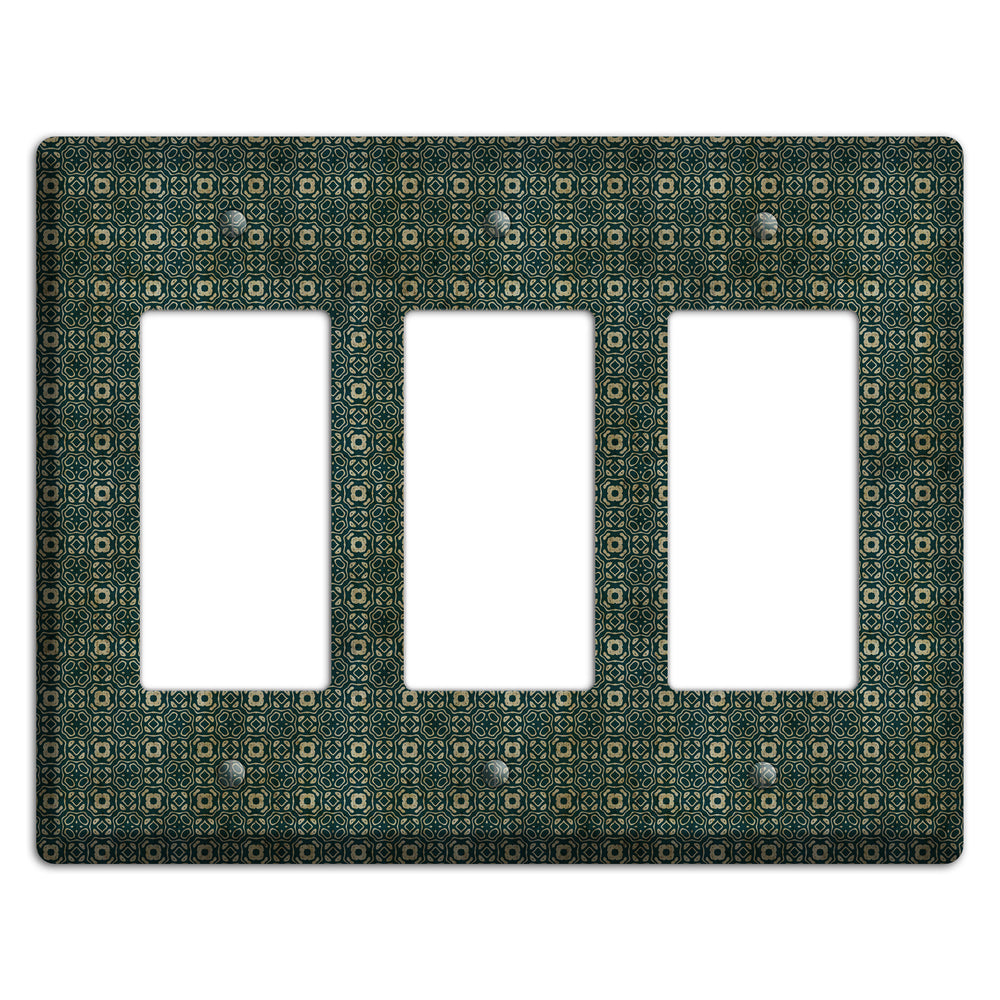 Dark Green Grunge Tapestry 3 Rocker Wallplate