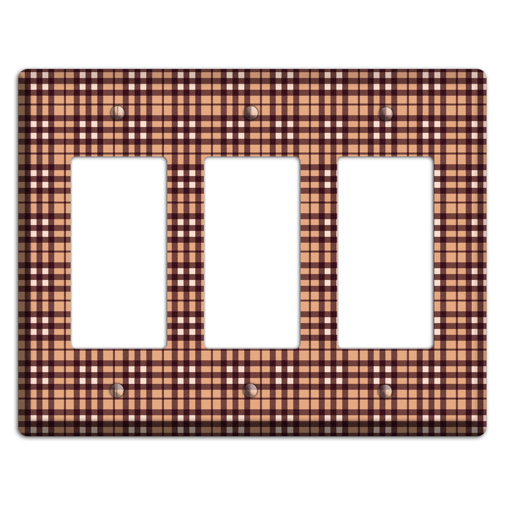 Multi Brown Plaid 3 Rocker Wallplate