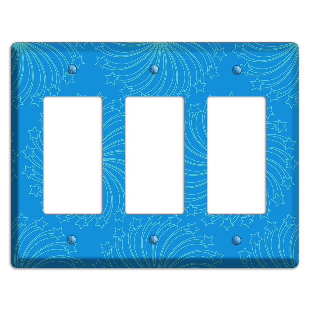 Multi Blue Star Swirl 3 Rocker Wallplate