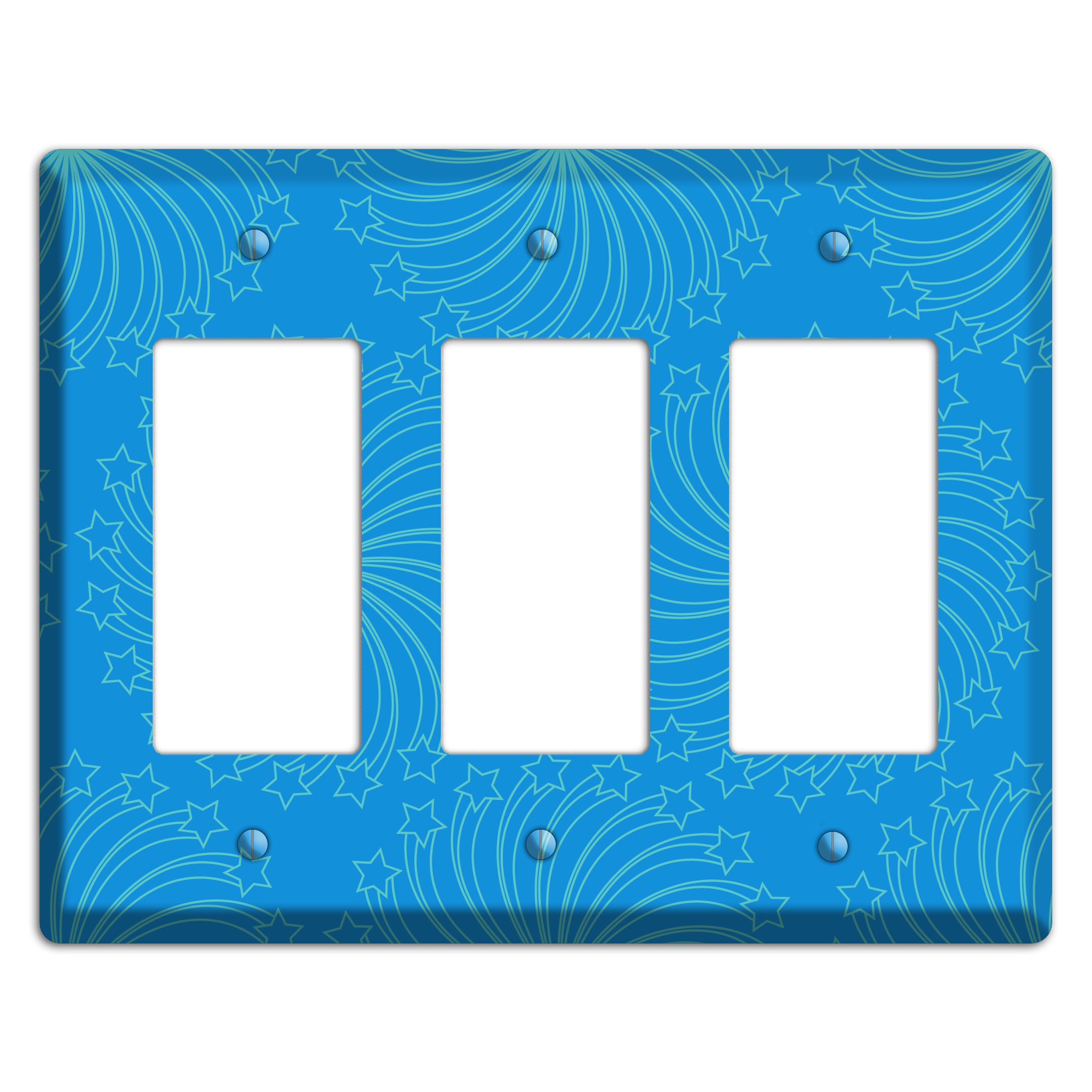 Multi Blue Star Swirl 3 Rocker Wallplate