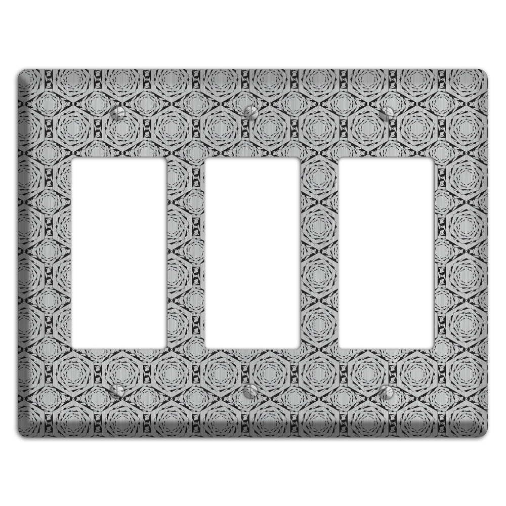 Overly Hexagon Rotation Stainless Steel 3 Rocker Wallplate