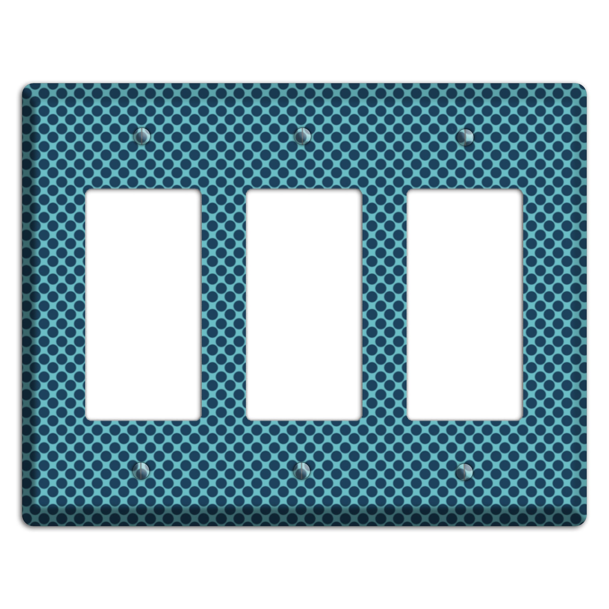 Turquoise with Blue Packed Polka Dots 3 Rocker Wallplate