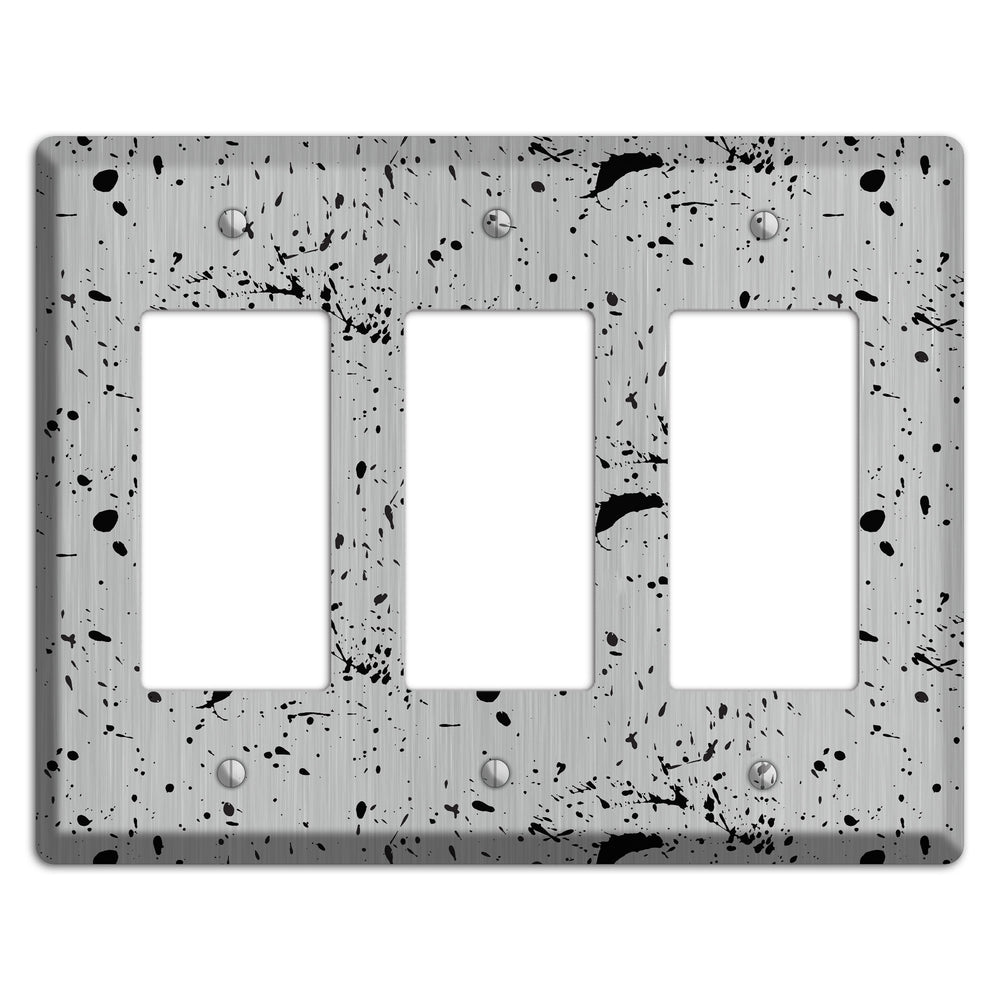 Ink Splash 5 Stainless Steel 3 Rocker Wallplate