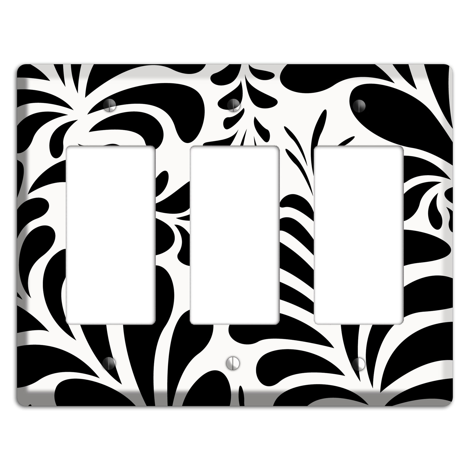 White with Black Herati 3 Rocker Wallplate