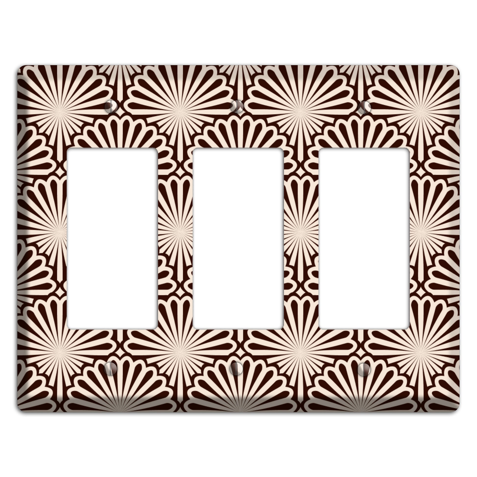Black and White Deco Scallop Fans 3 Rocker Wallplate