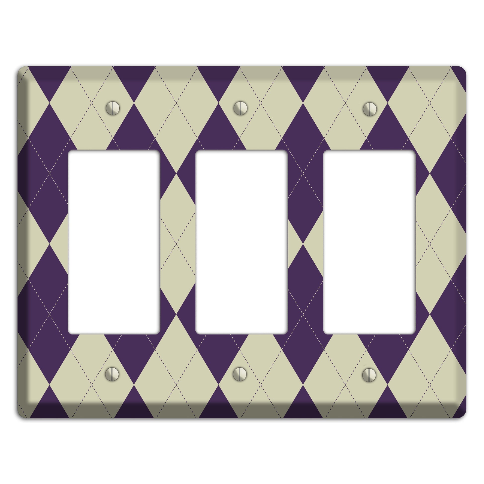 Purple and Tan Argyle 3 Rocker Wallplate