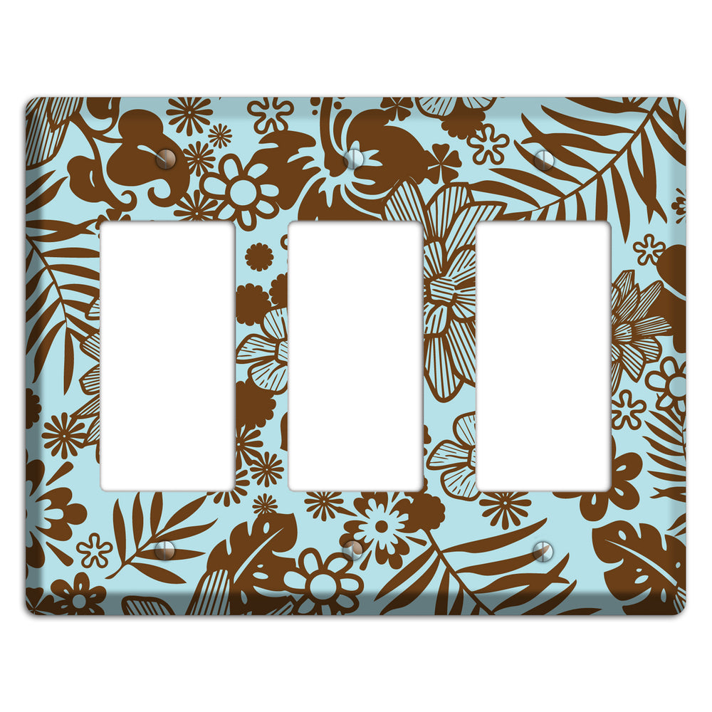 Blue and Brown Tropical 3 Rocker Wallplate
