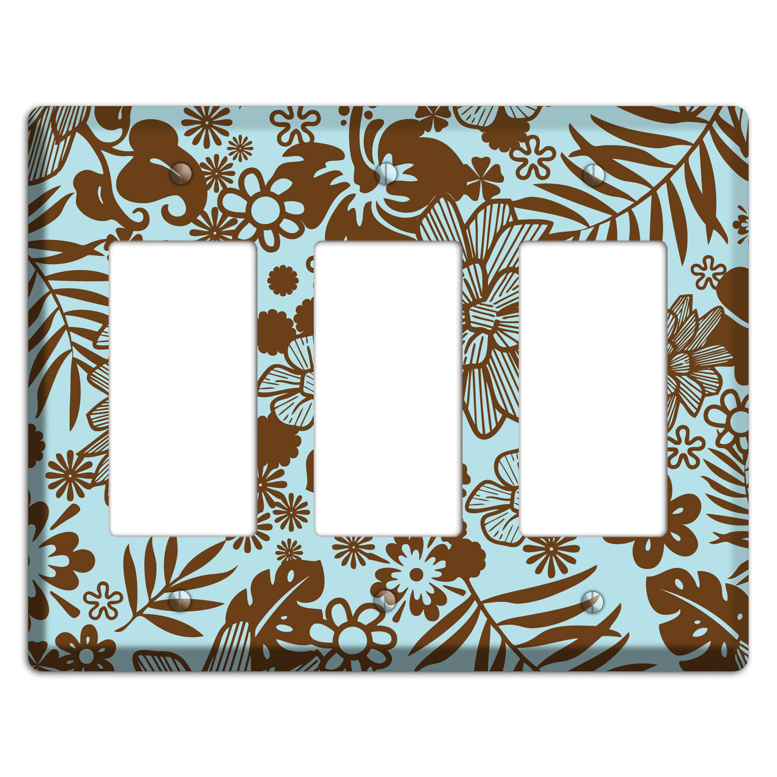 Blue and Brown Tropical 3 Rocker Wallplate