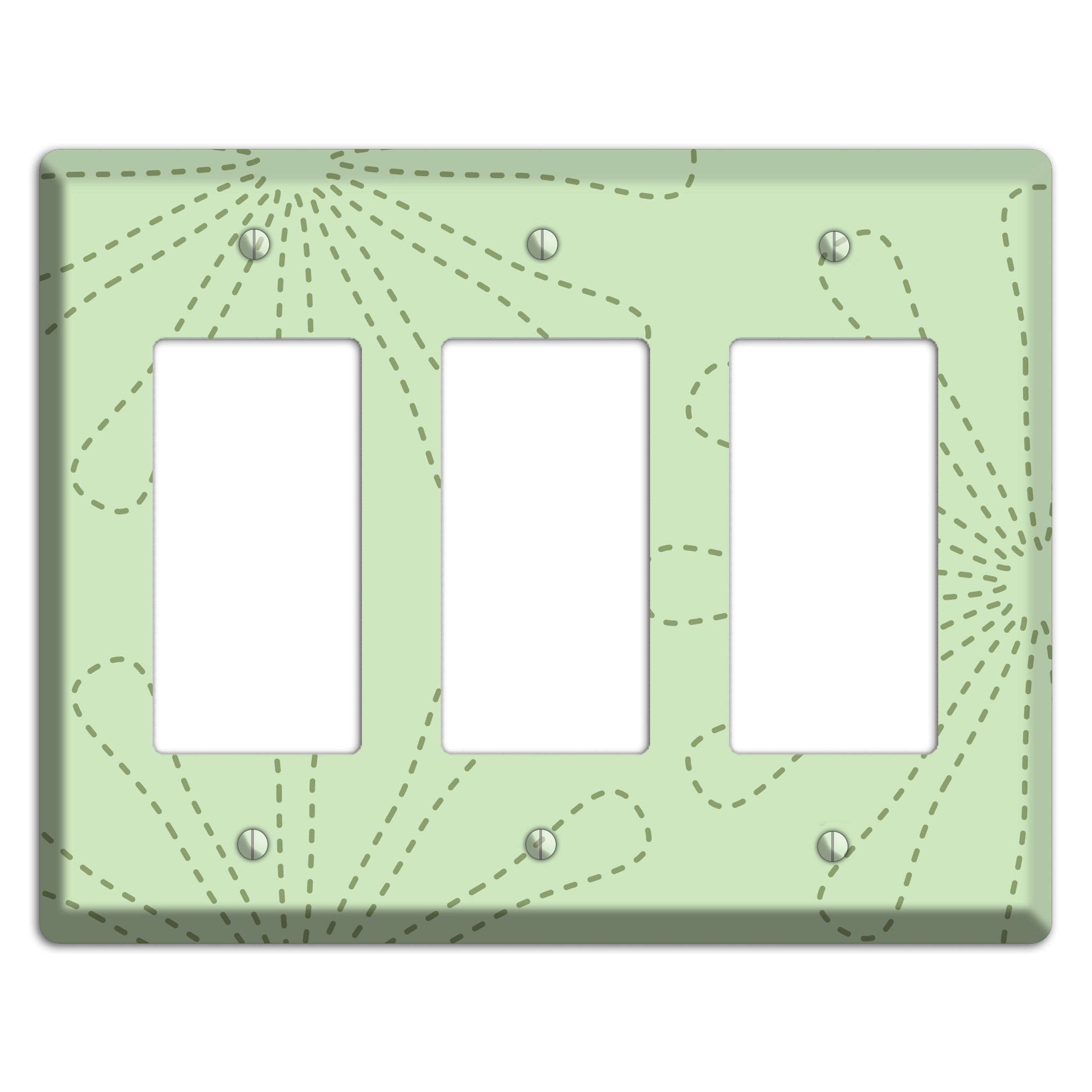 Sage Retro Stipple Floral Contour 3 Rocker Wallplate