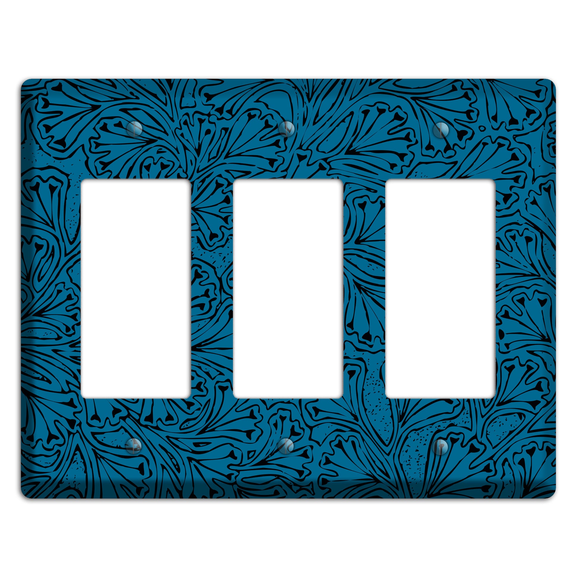Deco Blue Interlocking Floral 3 Rocker Wallplate